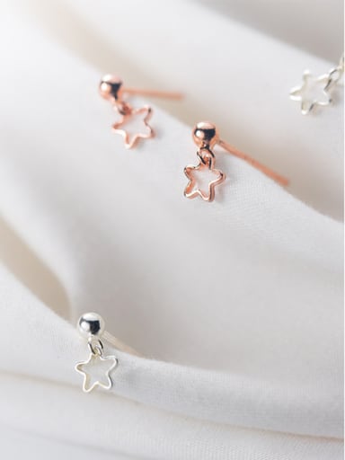 925 Sterling Silver With Silver Plated Simplistic Hollow Star Stud Earrings