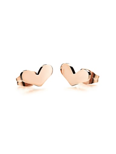 Tiny Heart Rose Gold Plated Titanium Stud Earrings