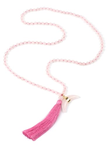 Semi-precious Stones Moon Tassel Pendant Fashion Necklace