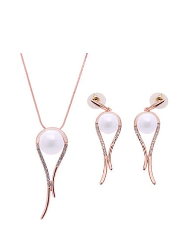 2018 2018 Alloy Rose Gold Plated Fashion Artificial Stones Two Pieces Jewelry Set