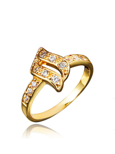 Luxury 18K Gold Plated Geometric Shaped Zircon Ring