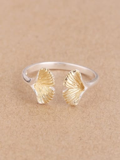 Fashion Leaves Silver Opening Ring
