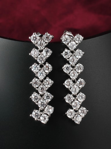 Exquisite Letter V Shaped Zircon Drop Earrings