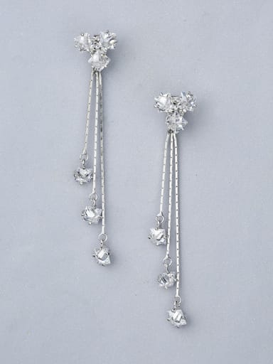 Women 925 Silver Zircon Drop Earrings