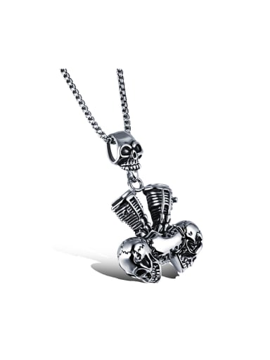 Punk style Personalized Skulls Titanium Necklace