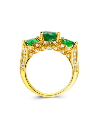 Green Zircons Noble Gold Plated Women Ring