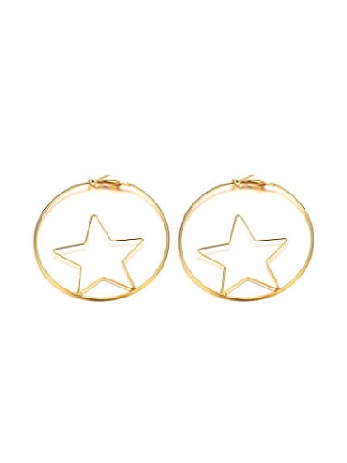Temperament Hollow Star Shaped Gold Plated Drop Earrings