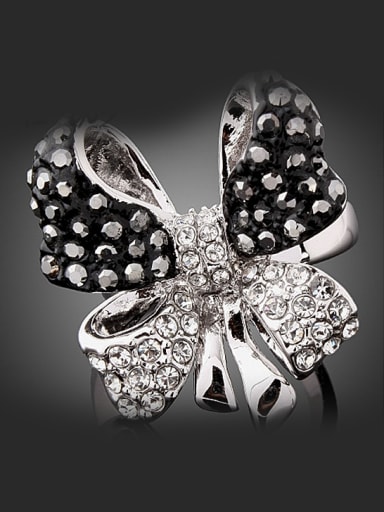 Fashion Bowknot Cubic Rhinestones Platinum Plated Alloy Ring
