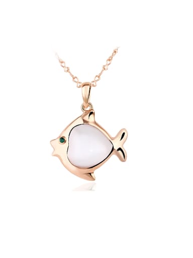Fashion Opal 18K Rose Gold Bubble Fish Shaped Necklace