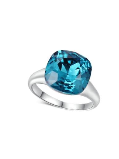 Blue Zircons White Gold Plated Copper Ring