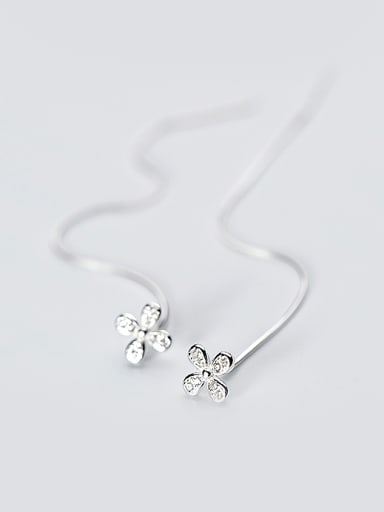 Temperament Flower Shaped S925 Silver Line Earrings