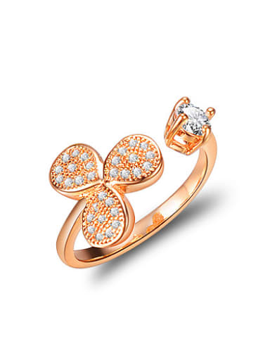 Exquisite Rose Gold Plated Open Design Flower Rinbg
