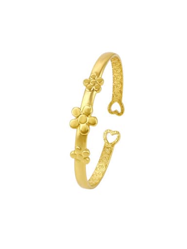 Copper Alloy 24K Gold Plated Ethnic style Flower Opening Bangle