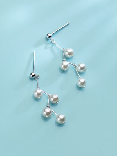 All-match Geometric Shaped S925 Silver Artificial Pearl Drop Earrings