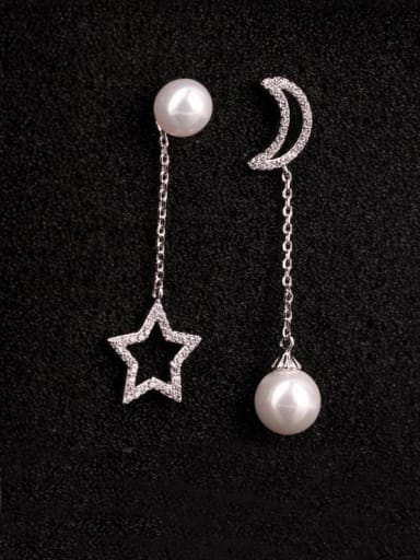 The Hollow Moon Star Bead Pendant  Fashion threader earring