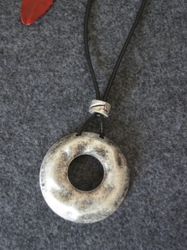 Ancient folk style with simple cotton all-match ancient silver pendant long old circle sweater chain