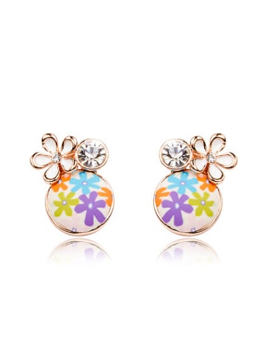 Colorful Flower Pattern Polymer Clay Stud Earrings
