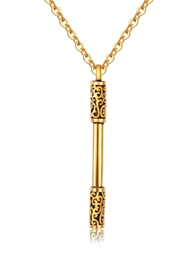 Stainless Steel With Antique Gold Plated Vintage Sun Wukong Will-following Golden-banded Staff  Necklaces
