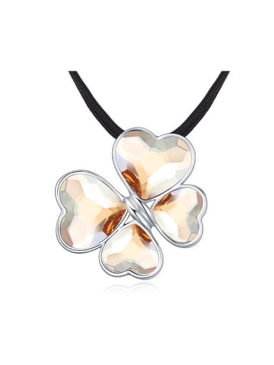 Fashion Heart austrian Crystals Flower Pendant Alloy Necklace