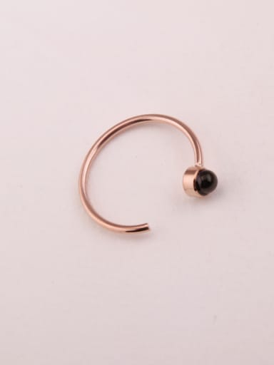 Simple Black Agate Opening Ring