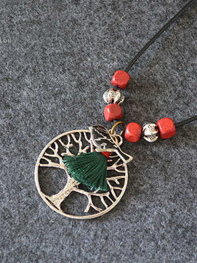 Women Tree Shaped Tassels Necklace