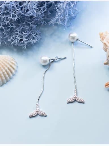 Sterling silver dreamy tail artificial pearl earrings