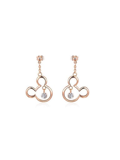 Exquisite Mickey Mouse Shaped Crystal Drop Earrings