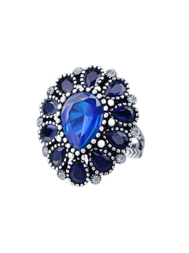 Elegant Crystals Silver Plated Alloy Ring