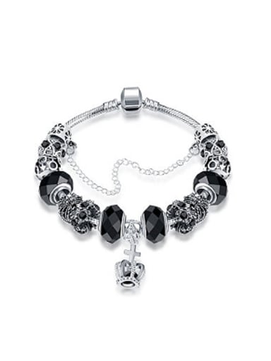Retro Decorations Crown Glass Beads Bracelet