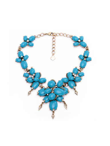 Blue Stones Flower Women Necklace