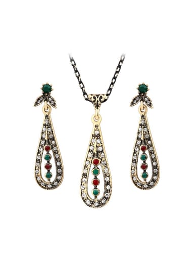 Bohemia style Cubic Resin stones White Crystals Alloy Two Pieces Jewelry Set