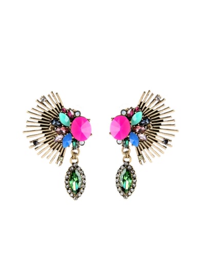 Fan-shape Colorful Drop Chandelier earring