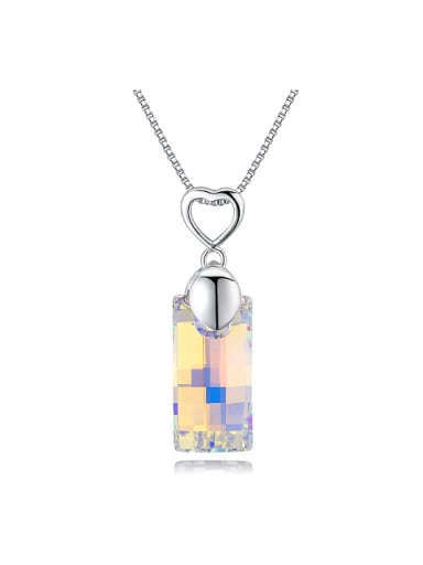 Simple Rectangular austrian Crystal Pendant Necklace