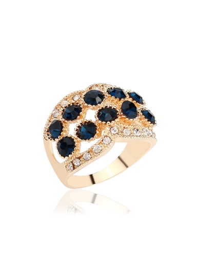 Personalized Blue Resin stones Gold Plated Alloy Ring