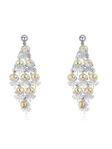 Exaggerated Cubic austrian Crystals Flowers Alloy Earrings