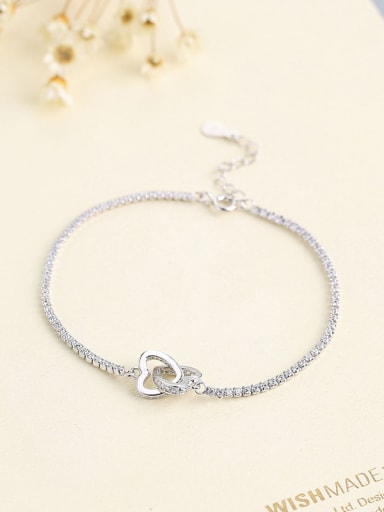 925 Silver Heart Shaped Zircon Bracelet