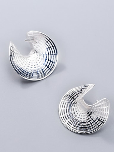 925 Sterling Silver  Personality Geometric Stud Earrings