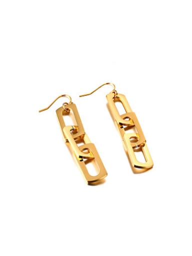Elegant Gold Plated Square Shaped Titanium Drop Earrings