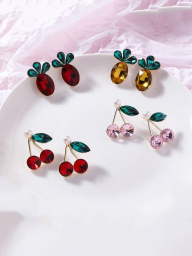 Alloy With Rose Gold Plated Fashion Friut Cherry Pineapple Stud Earrings