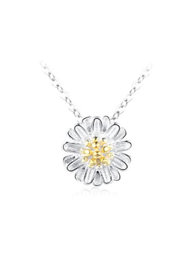 Women Fresh Flower Shaped Silver Necklace