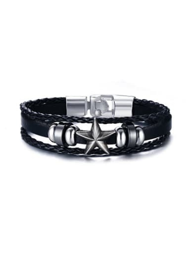 Retro Multi Layer Star Shaped Artificial Leather Bracelet