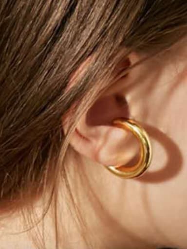 Titanium With Gold Plated Simplistic Round Clip On Earrings