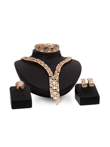 2018 2018 Alloy Imitation-gold Plated Vintage style Hollow Four Pieces Jewelry Set