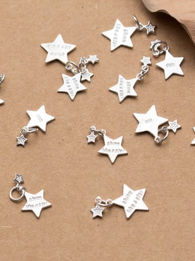 925 Sterling Silver With White Gold Plated Cute Star Charms