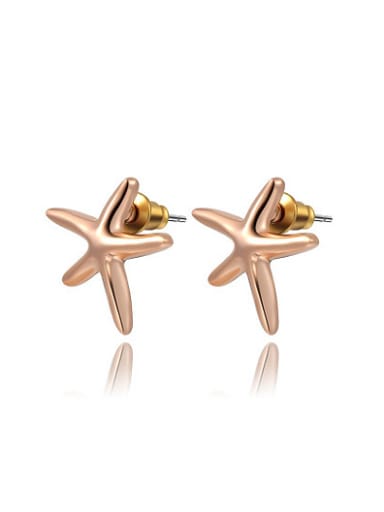 Elegant Rose Gold Starfish Shaped Stud Earrings