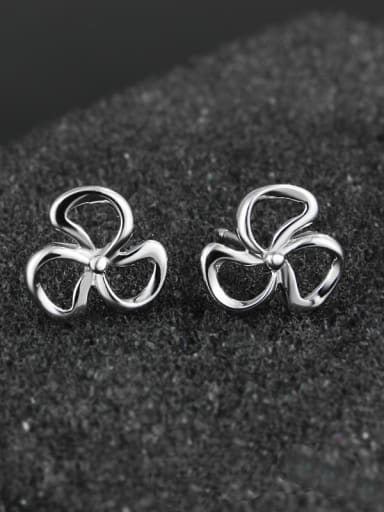 Simple Tiny Hollow Flowery 925 Sterling Silver Stud Earrings
