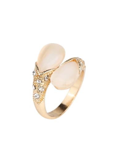 Elegant White Opal Rhinestones Alloy Ring