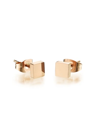Simple Tiny Square Rose Gold Plated Titanium Stud Earrings