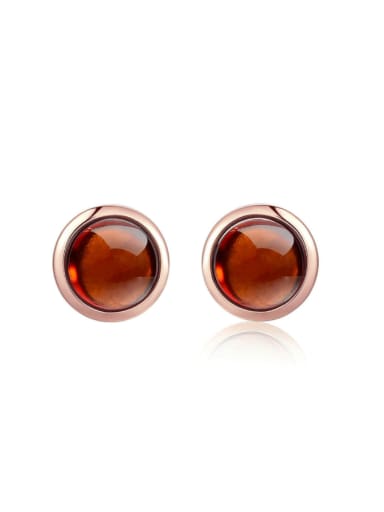 Small Lovely Round Red Garnet Stud Earrings