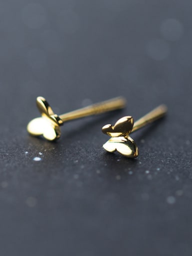 Trendy Gold Plated Butterfly Shaped Silver Stud Earrings